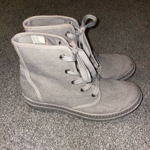 Gray Lace-Up Boots